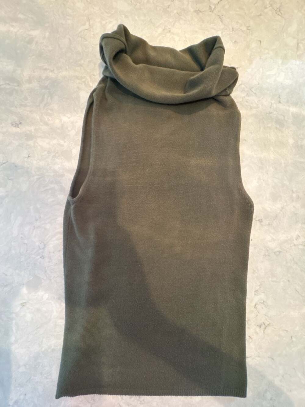 Esprit Olive Green Sleeveless Knit Funnel Neck Top